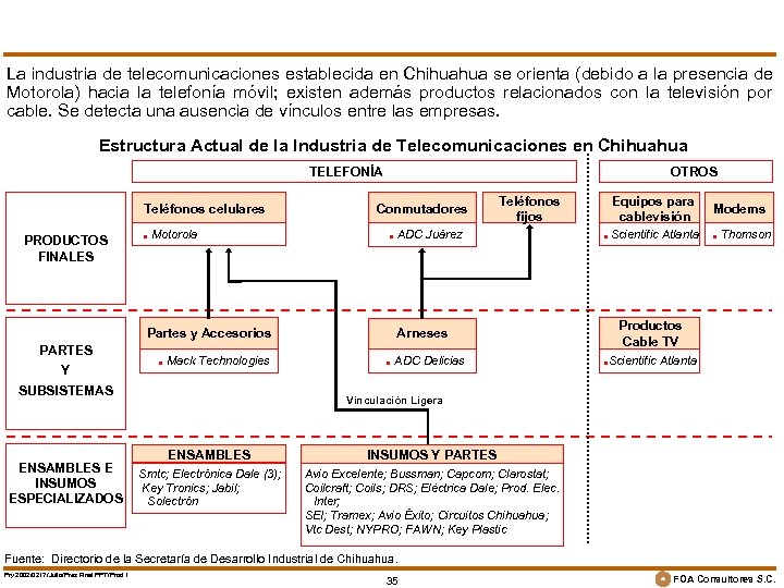 La industria de telecomunicaciones establecida en Chihuahua se orienta (debido a la presencia de