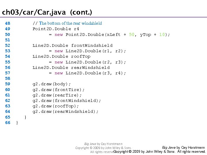ch 03/car/Car. java (cont. ) 48 49 50 51 52 53 54 55 56