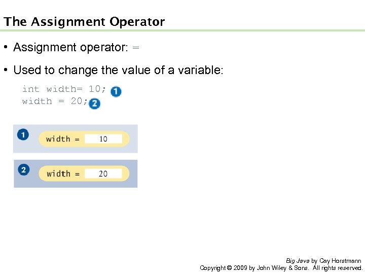 The Assignment Operator • Assignment operator: = • Used to change the value of
