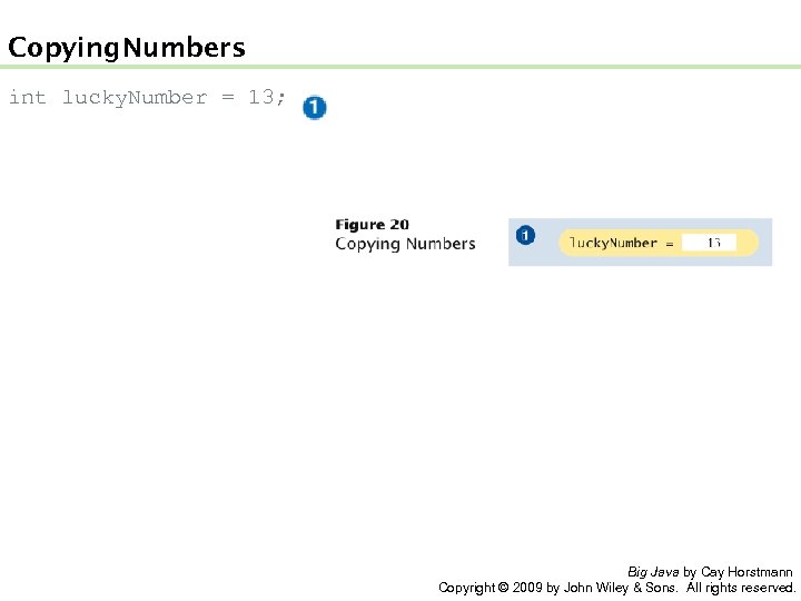 Copying Numbers int lucky. Number = 13; Big Java by Cay Horstmann Copyright ©