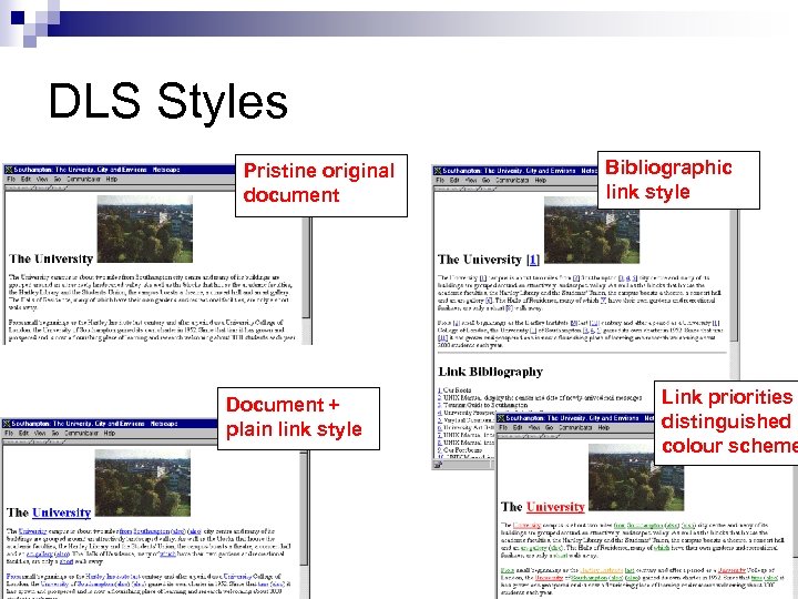 DLS Styles Pristine original document Document + plain link style Bibliographic link style Link