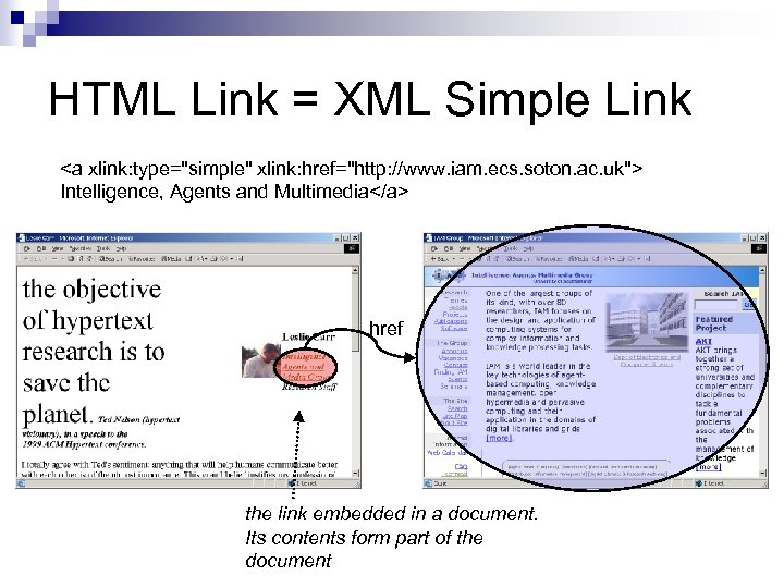 HTML Link = XML Simple Link <a xlink: type=