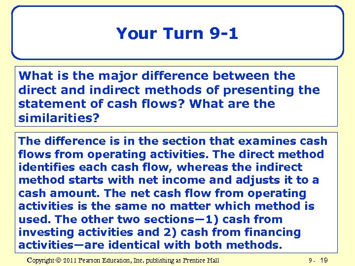 Your Turn 9 -1 What is the major difference between the direct and indirect