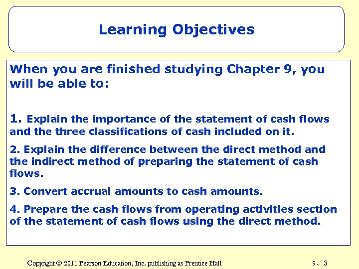 Learning Objectives When you are finished studying Chapter 9, you will be able to:
