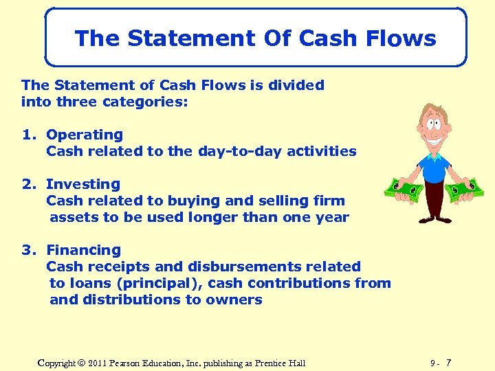 The Statement Of Cash Flows The Statement of Cash Flows is divided into three
