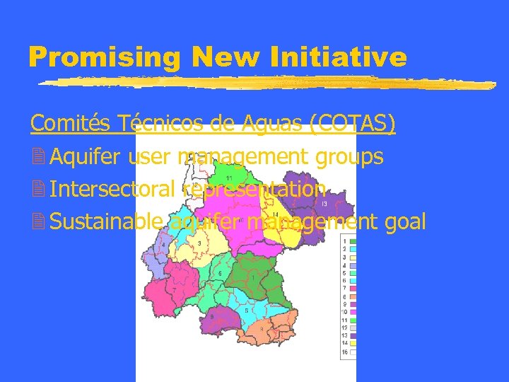 Promising New Initiative Comités Técnicos de Aguas (COTAS) 2 Aquifer user management groups 2
