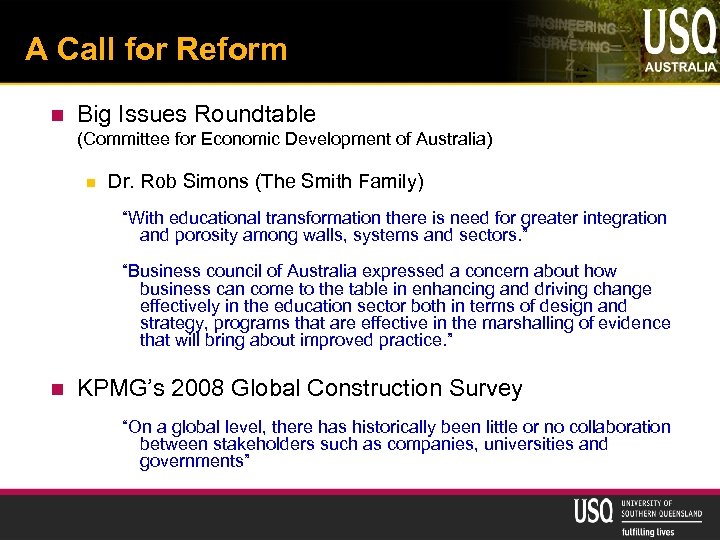 A Call for Reform n Big Issues Roundtable (Committee for Economic Development of Australia)