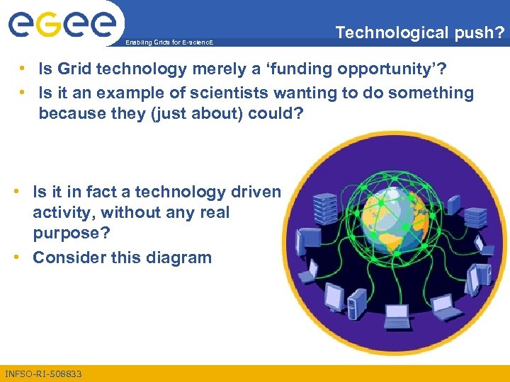 Enabling Grids for E-scienc. E Technological push? • Is Grid technology merely a ‘funding