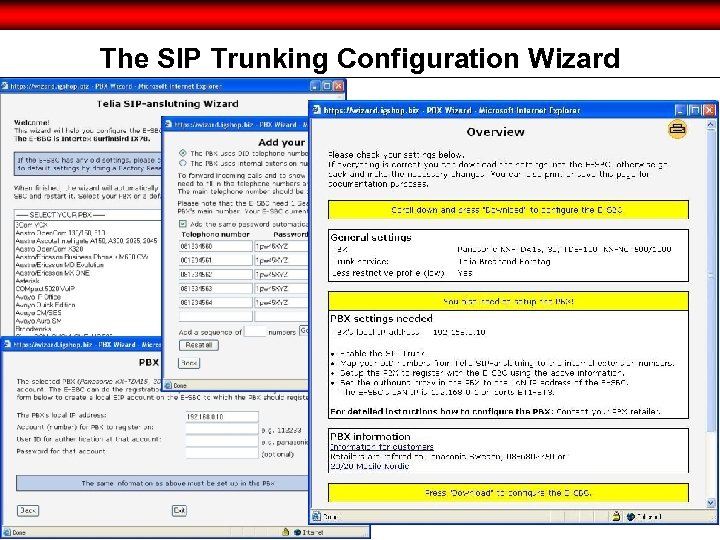 The SIP Trunking Configuration Wizard Ø jkjjk 