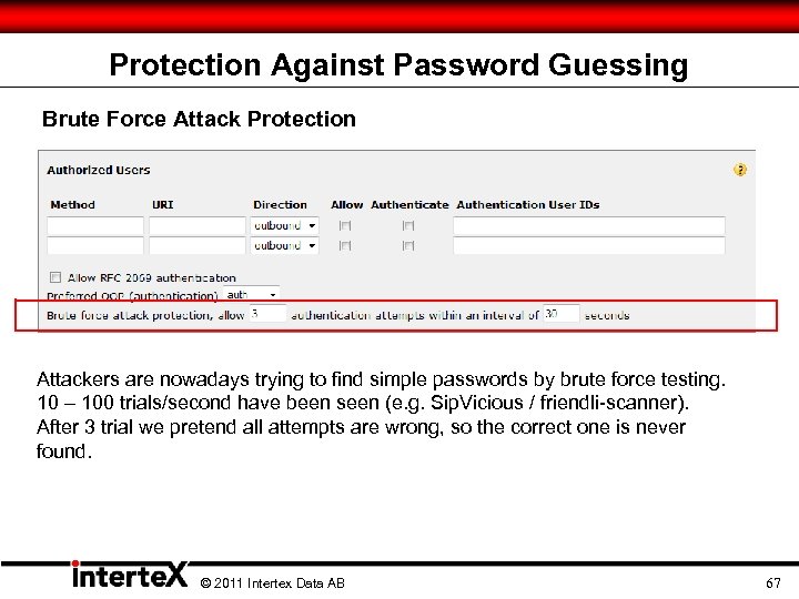 Protection Against Password Guessing Brute Force Attack Protection Attackers are nowadays trying to find