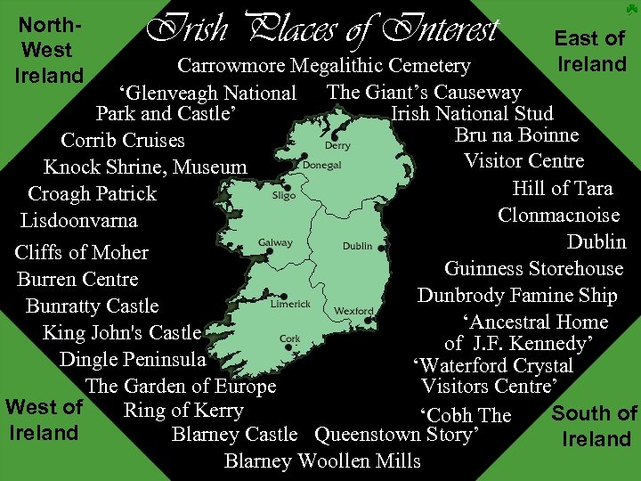 North. West Ireland Irish Places of Interest East of Ireland Carrowmore Megalithic Cemetery ‘Glenveagh