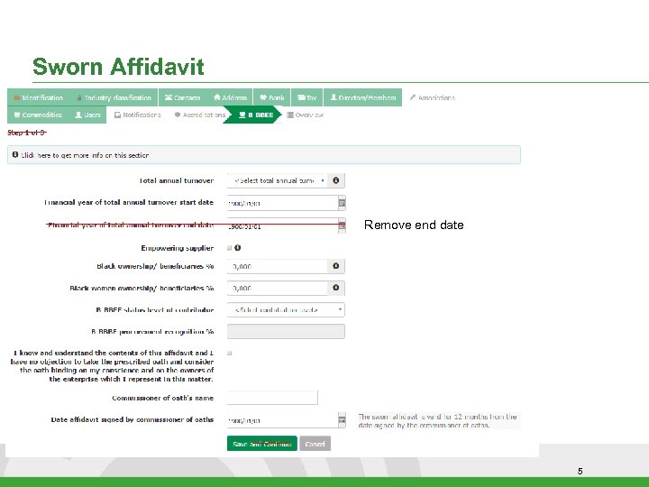 Sworn Affidavit Remove end date 5 