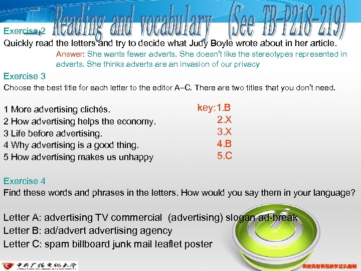 Exercise 2 Quickly read the letters and try to decide what Judy Boyle wrote