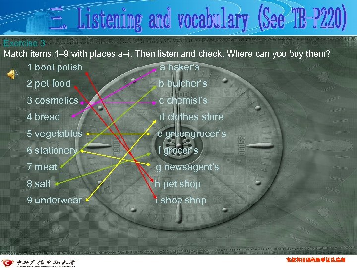 Exercise 3 Match items 1– 9 with places a–i. Then listen and check. Where