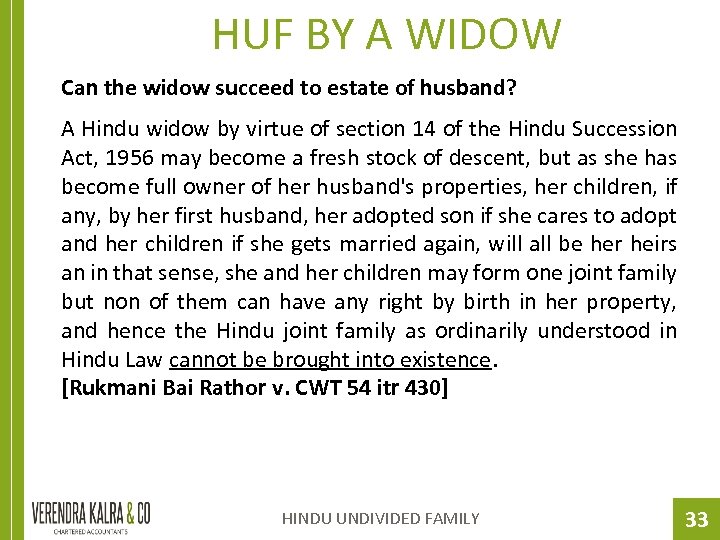 HUF BY A WIDOW Can the widow succeed to estate of husband? A Hindu