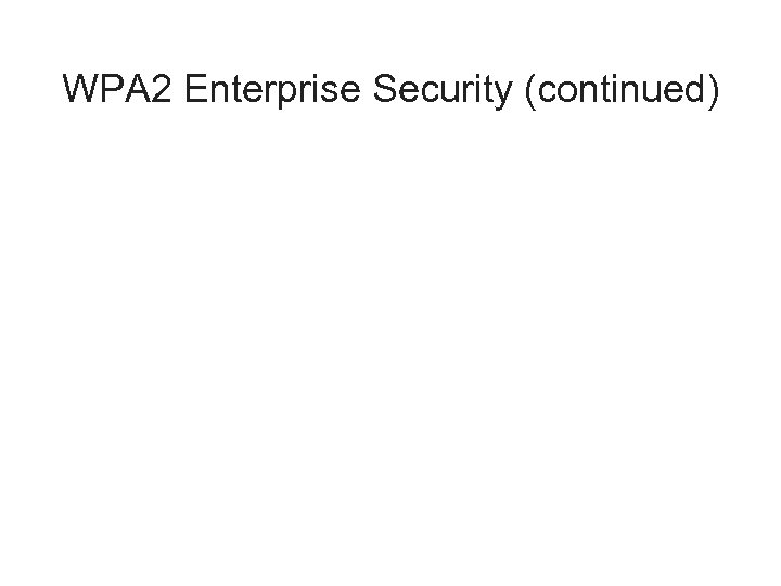 WPA 2 Enterprise Security (continued) 