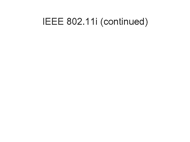 IEEE 802. 11 i (continued) 