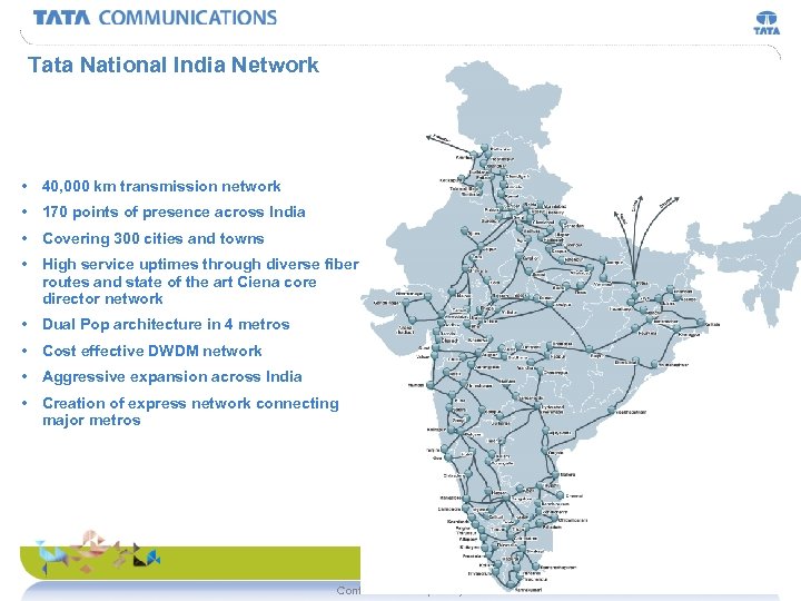 Tata National India Network • 40, 000 km transmission network • 170 points of