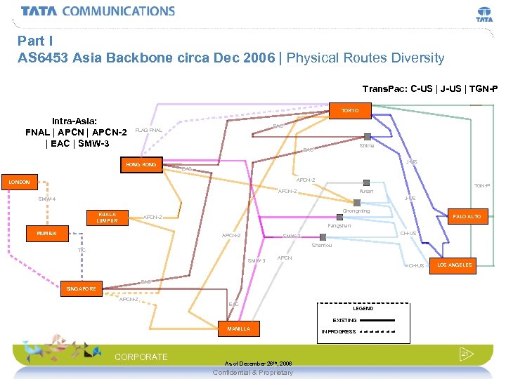 Part I AS 6453 Asia Backbone circa Dec 2006 | Physical Routes Diversity Trans.