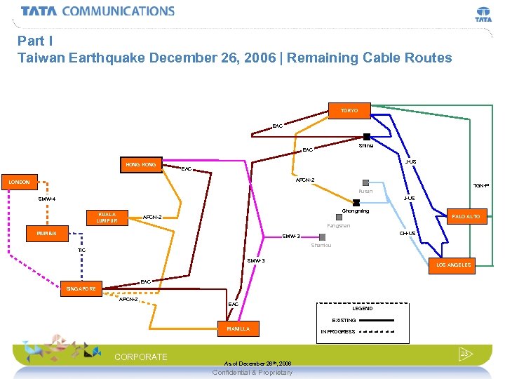 Part I Taiwan Earthquake December 26, 2006 | Remaining Cable Routes TOKYO EAC Shima