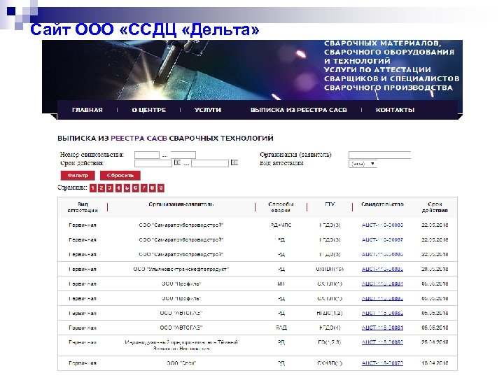 Сайт ООО «ССДЦ «Дельта» 