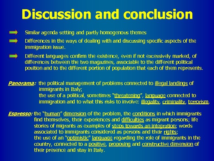 Discussion and conclusion Similar agenda setting and partly homogenous themes Differences in the ways