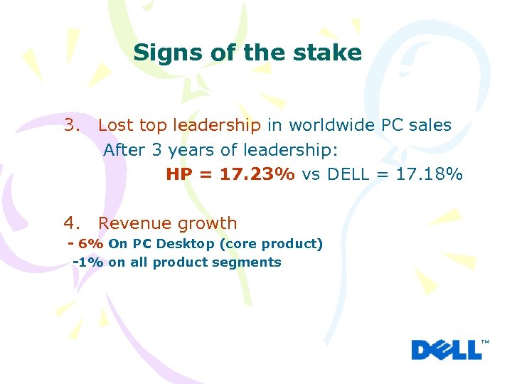 Signs of the stake 3. Lost top leadership in worldwide PC sales After 3