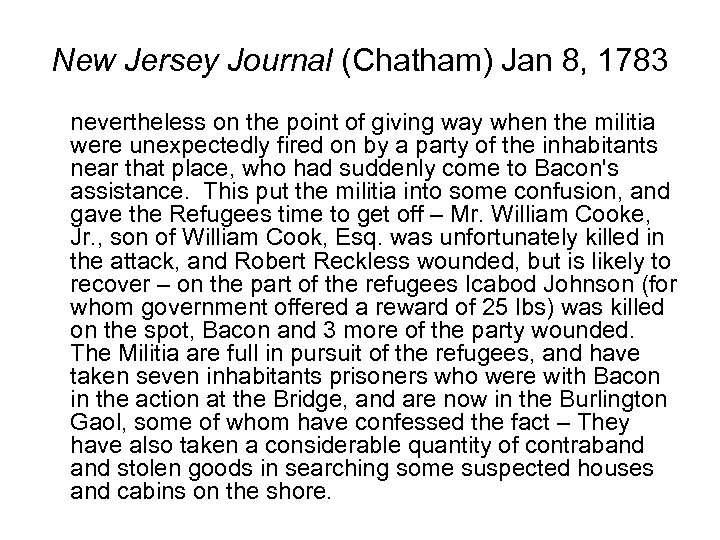 New Jersey Journal (Chatham) Jan 8, 1783 nevertheless on the point of giving way