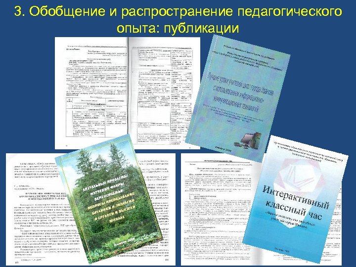 3. Обобщение и распространение педагогического опыта: публикации 