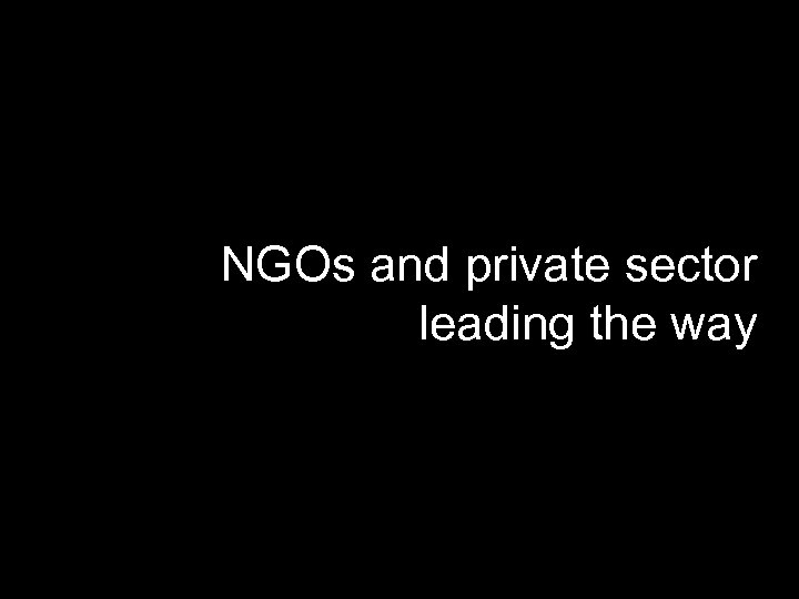 NGOs and private sector leading the way 