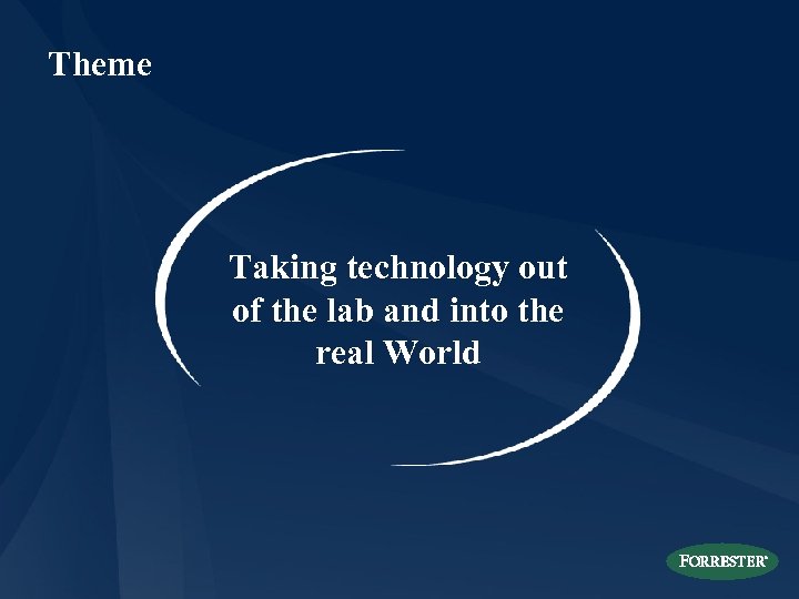 Theme Taking technology out of the lab and into the real World 