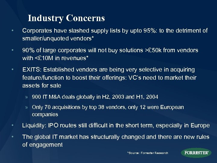 Industry Concerns • Corporates have slashed supply lists by upto 95%: to the detriment