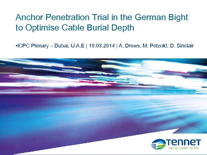 Anchor Penetration Trial in the German Bight to Optimise Cable Burial Depth • ICPC