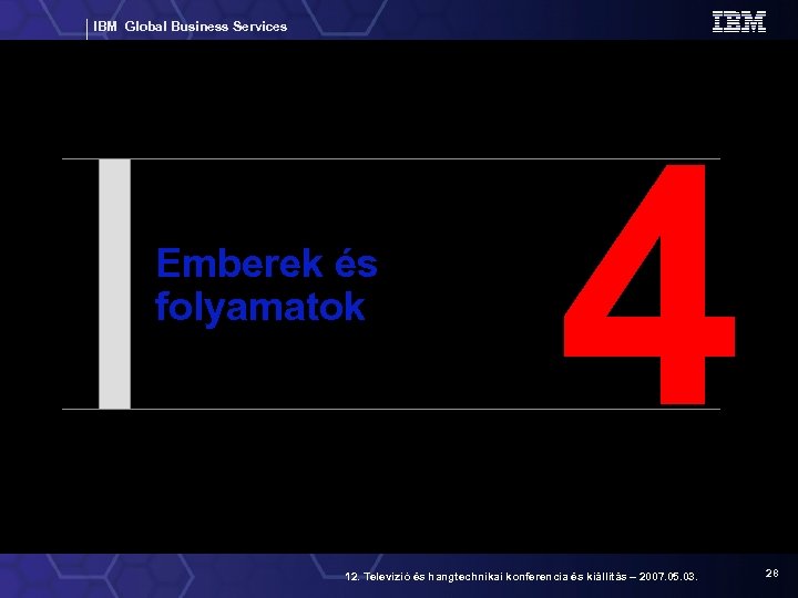 IBM Global Business Services Emberek és folyamatok 4 12. Televízió és hangtechnikai konferencia és