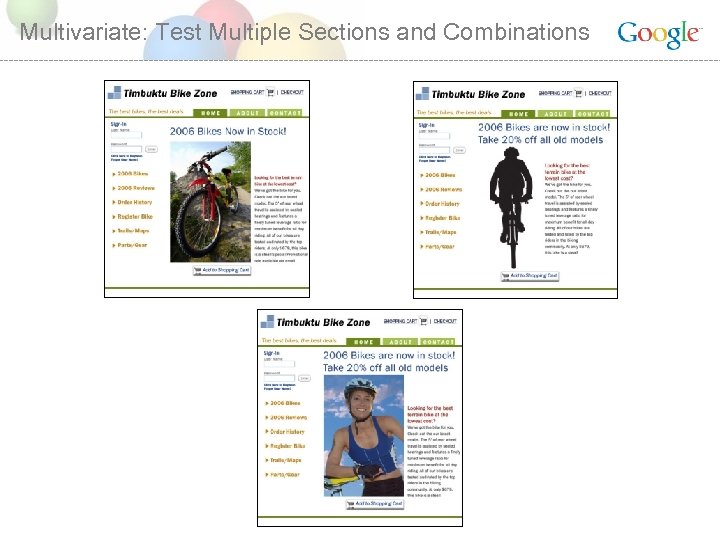 Multivariate: Test Multiple Sections and Combinations 