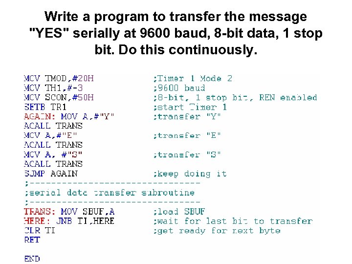 Write a program to transfer the message 