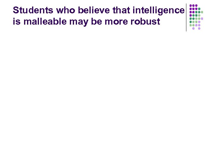 Students who believe that intelligence is malleable may be more robust 