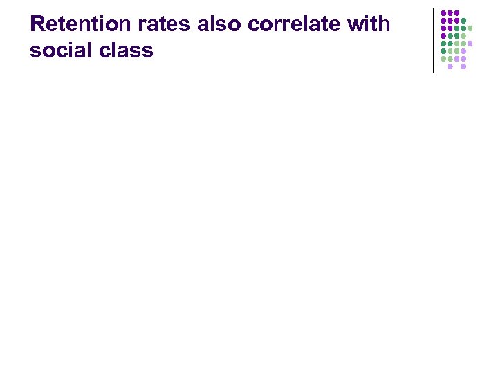 Retention rates also correlate with social class 