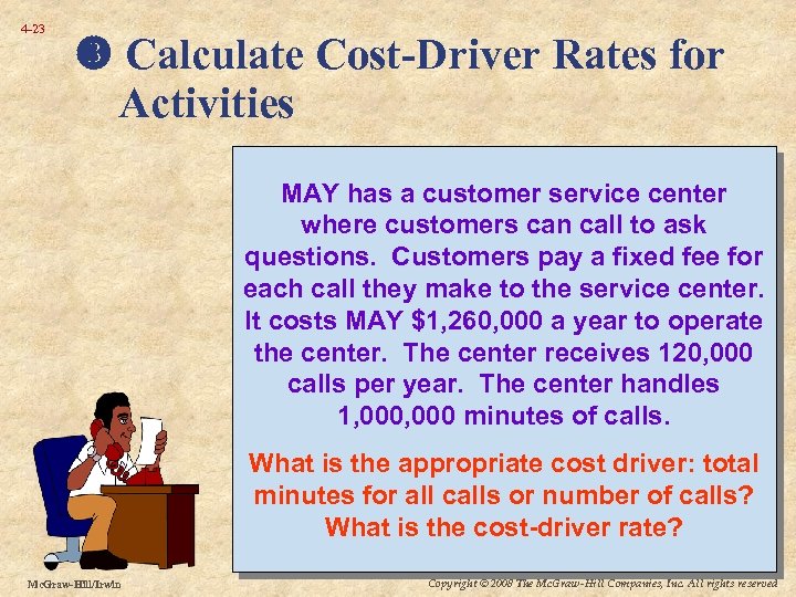 4 -23 Calculate Cost-Driver Rates for Activities MAY has a customer service center where