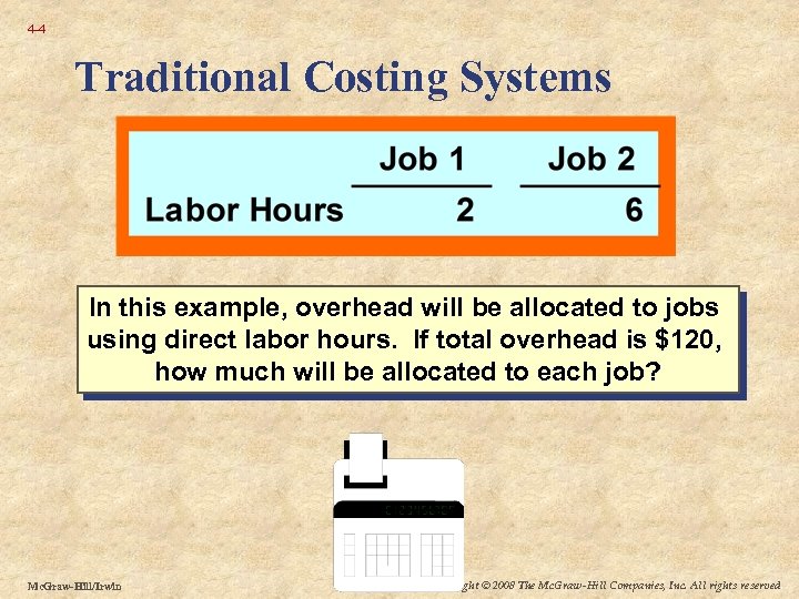 4 -4 Traditional Costing Systems In this example, overhead will be allocated to jobs