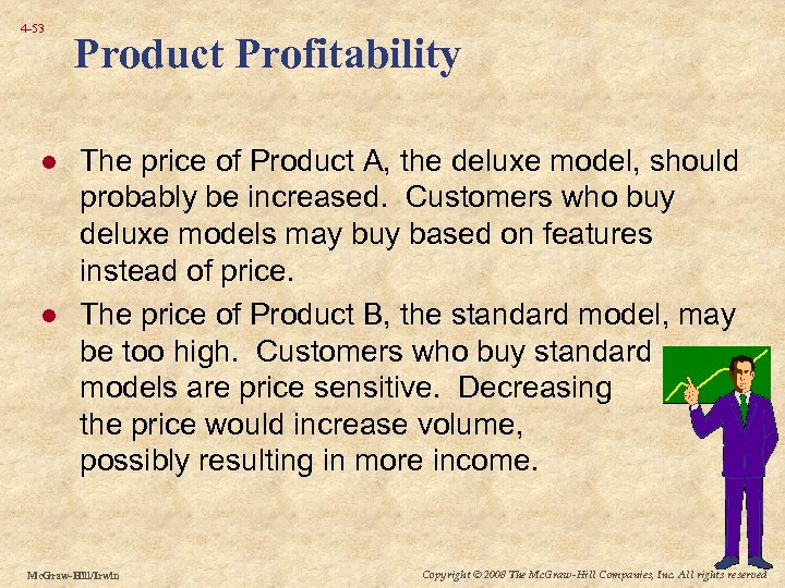 4 -53 l l Product Profitability The price of Product A, the deluxe model,