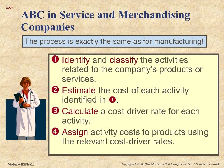 4 -57 ABC in Service and Merchandising Companies The process is exactly the same