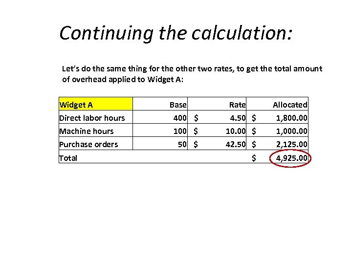 Continuing the calculation: Let’s do the same thing for the other two rates, to