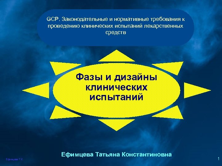GCP. Законодательные и нормативные требования к проведению клинических испытаний лекарственных средств Фазы и дизайны