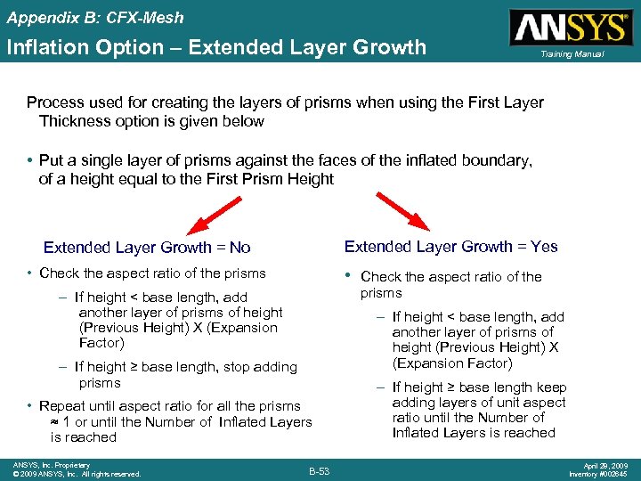 Appendix B: CFX-Mesh Inflation Option – Extended Layer Growth Training Manual Process used for