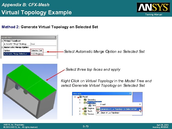 Appendix B: CFX-Mesh Virtual Topology Example Training Manual Method 2: Generate Virtual Topology on