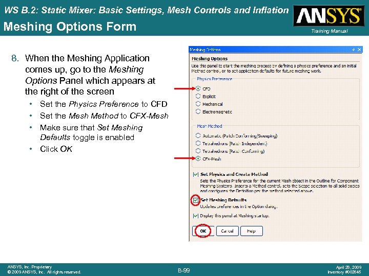 how to acces mesh options in ansys 15