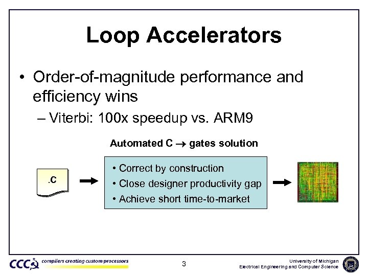 Loop Accelerators • Order-of-magnitude performance and efficiency wins – Viterbi: 100 x speedup vs.