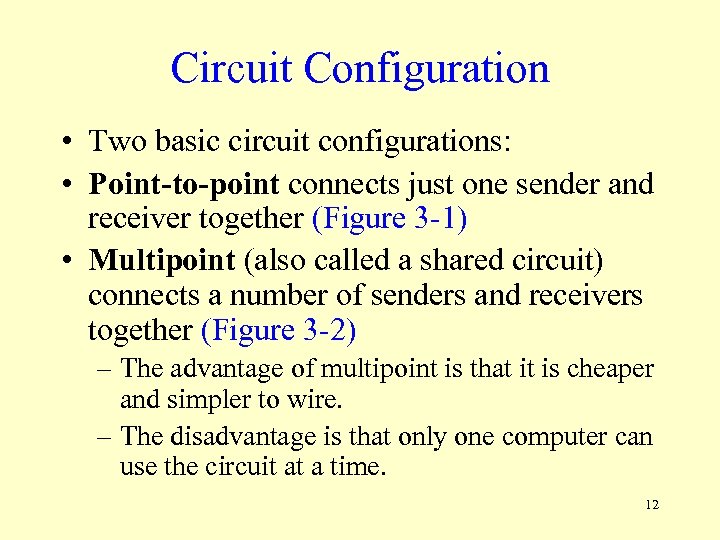 Circuit Configuration • Two basic circuit configurations: • Point-to-point connects just one sender and