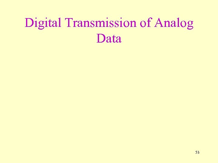 Digital Transmission of Analog Data 53 